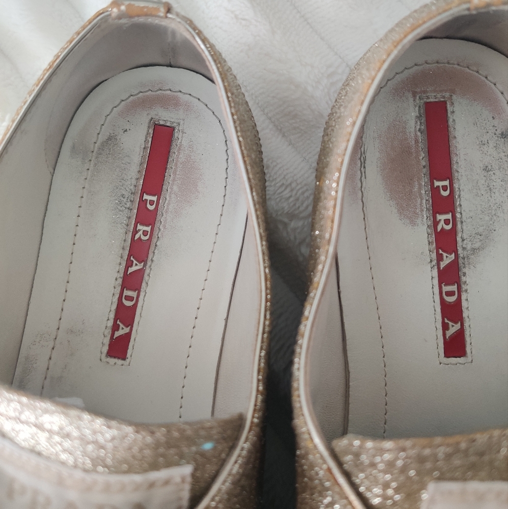 Authentic Prada Gold Glitter Sneakers - Picture 5 of 7